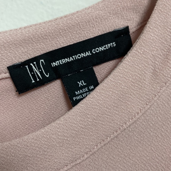 I N C  Womens Keyhole Puff sleeve Blouse Pale Mauve Size XL - Picture 3 of 5